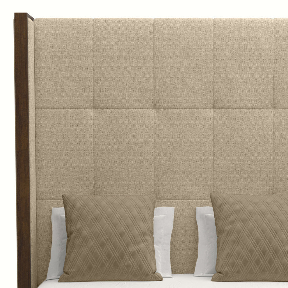 Nativa Interiors Irenne Tufted Bed, Flax, Queen, High 87"