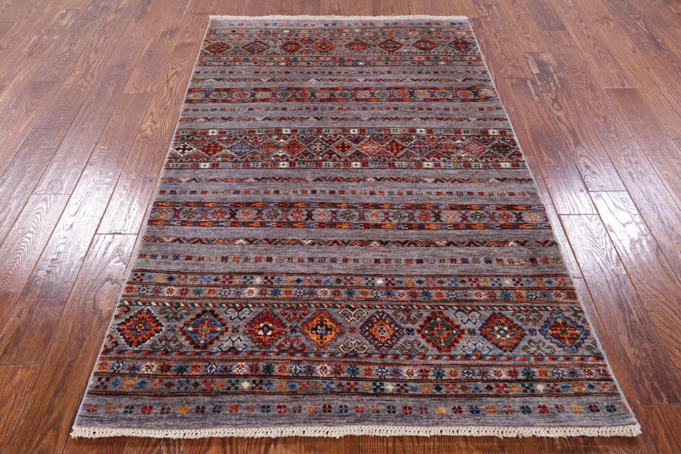 4' 0" X 6' 5" Khorjin Super Kazak Handmade Rug Q7455