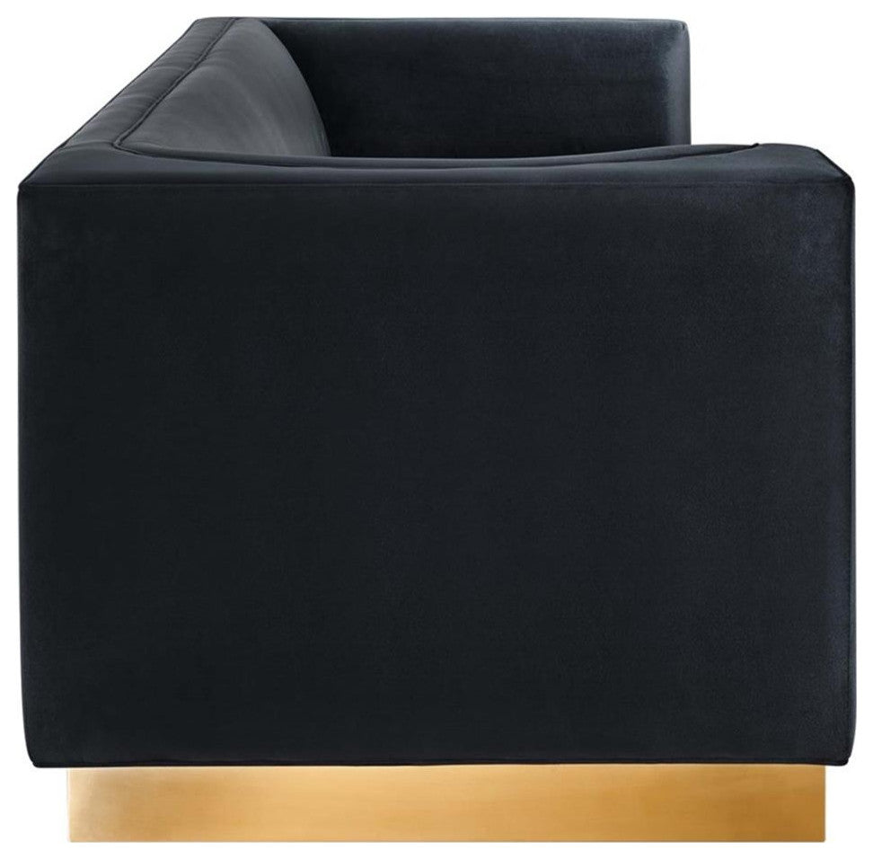 Eminence Upholstered Performance Velvet Sofa, Black