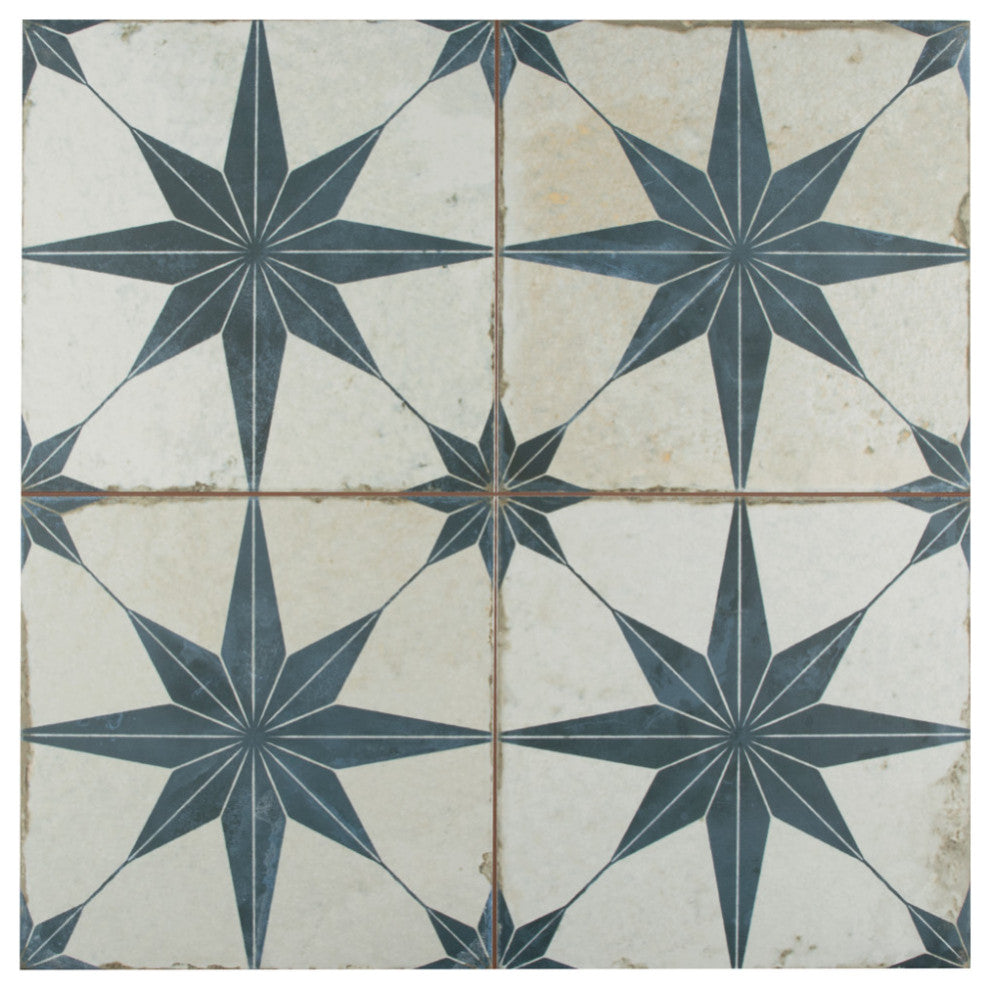 Kings Star Ceramic Floor and Wall Tile, Blue, Sample