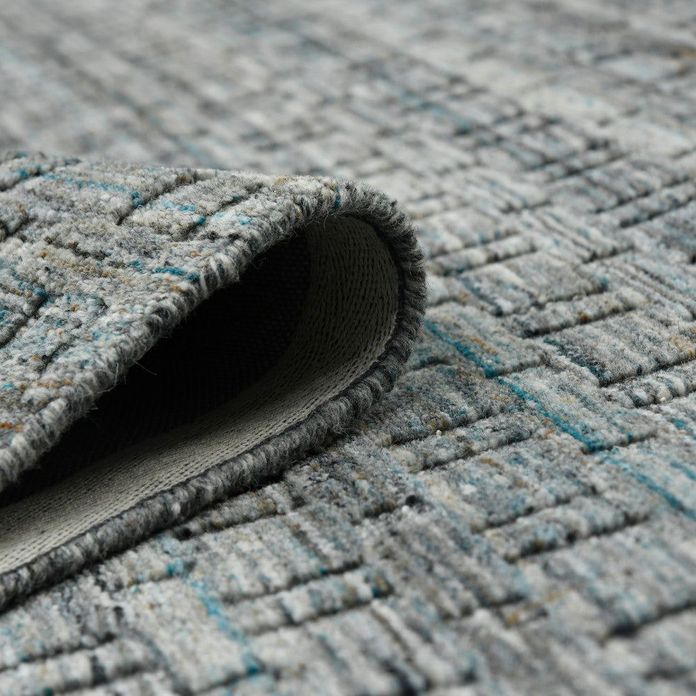 Houston Aliya Area Rug, Turq Gray, 8'9" x 11'9", Geometric