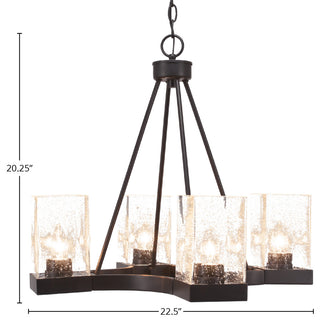 Nouvelle 4-Light Chandelier, Espresso/Square Clear Bubble