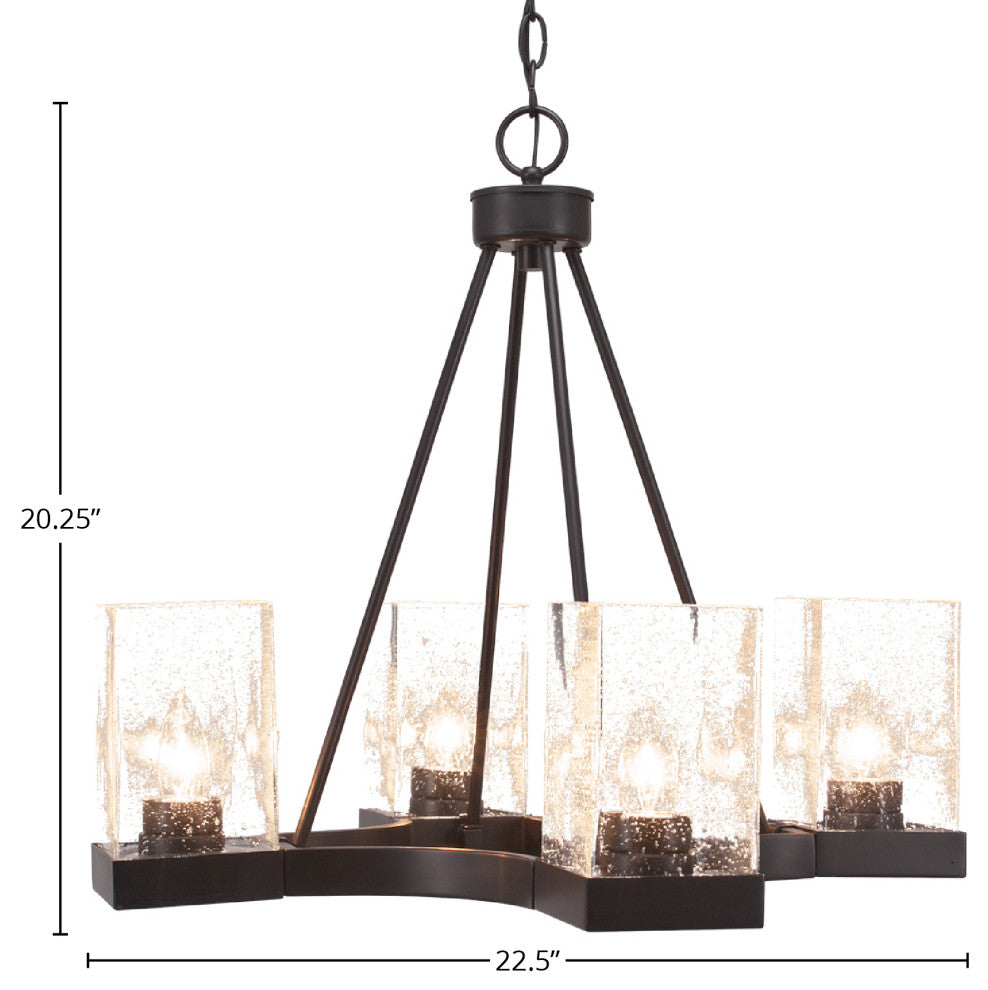 Nouvelle 4-Light Chandelier, Espresso/Square Clear Bubble