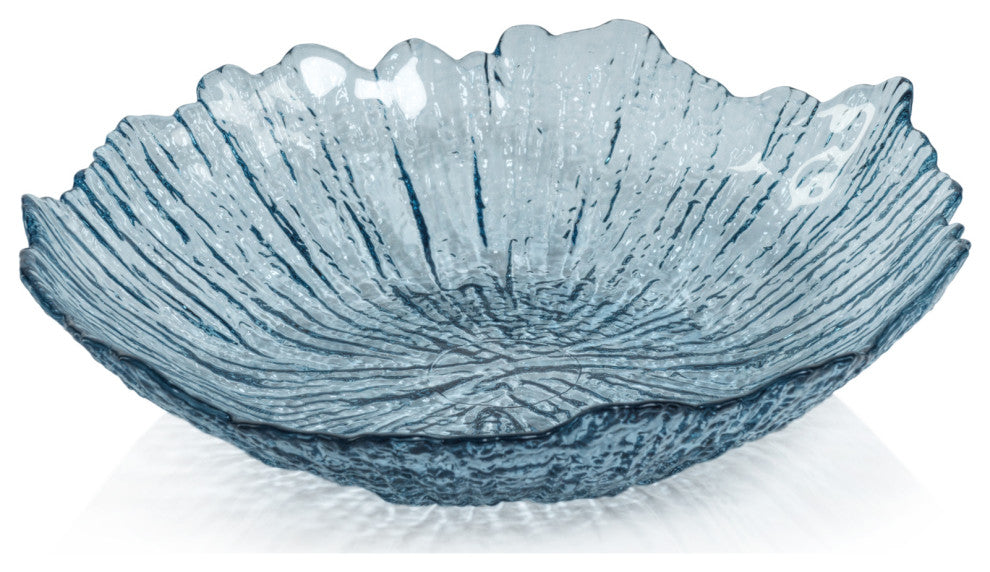 Axel Icy Sapphire Freeform Glass Serving Bowls, Set of 6