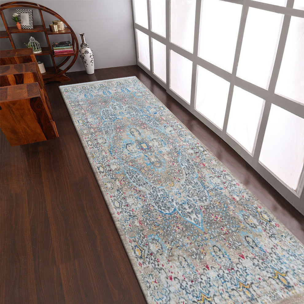 MACHINE MADE POLYESTER AREA RUGS  -Beige Black Color, Oriental ,Living room rug