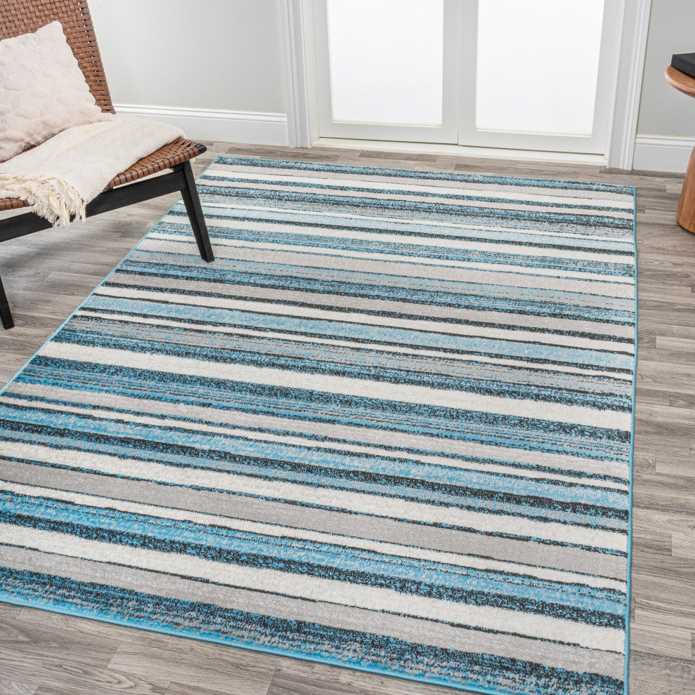 Magnolia Beach Strie' Striped Blue/Navy 5'x8' Area Rug
