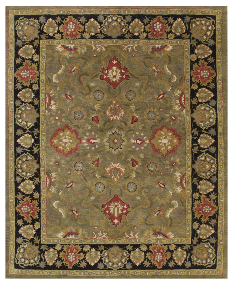 EORC Green Hand-Tufted Wool Navin Rug, 7'9x9'9