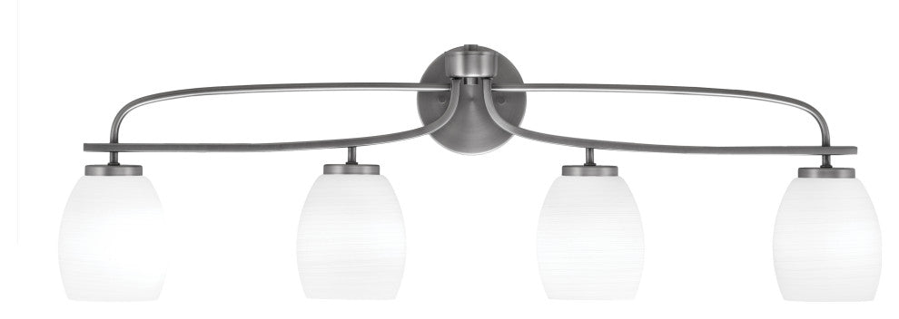 Cavella 4 Light Bath Bar, Graphite Finish, 5" White Linen Glass