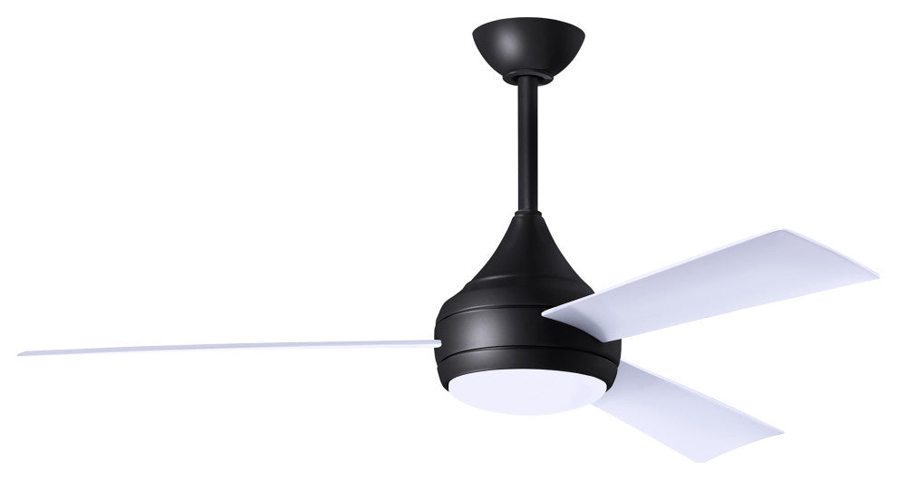 Donaire Paddle Fan Integrated LED, Matte Black, Gloss White Blades
