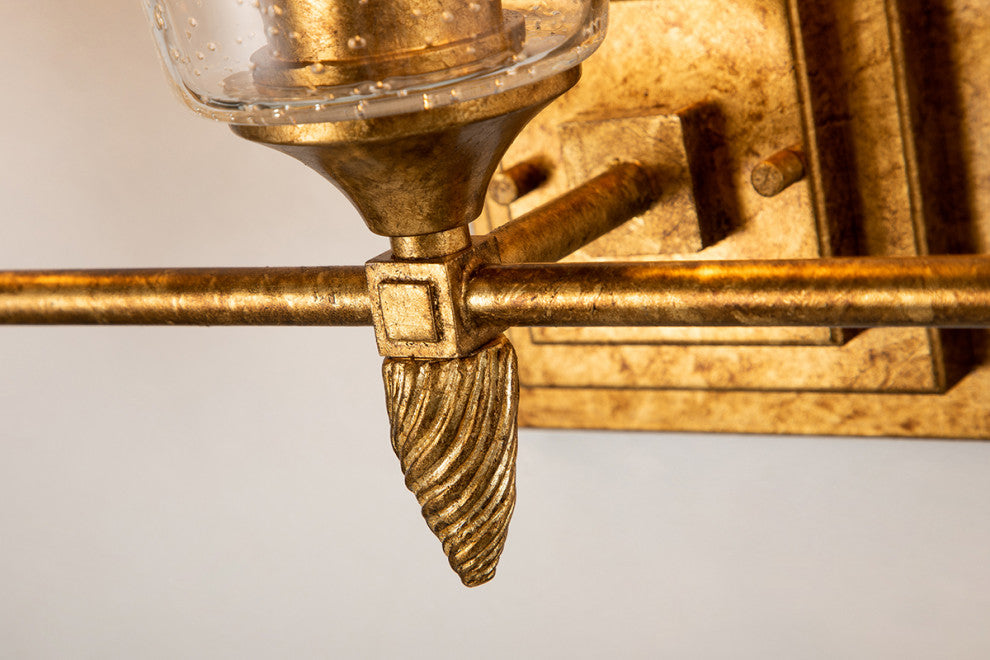 Vetiver 3 Light Bath Vanity, Antique Gold Finial 2 Gold