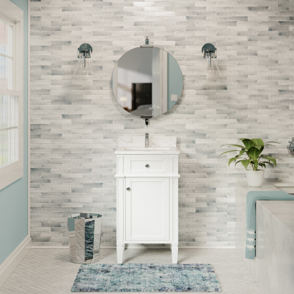 Hailey 20" Bathroom Vanity, Engineered Marble Top, White