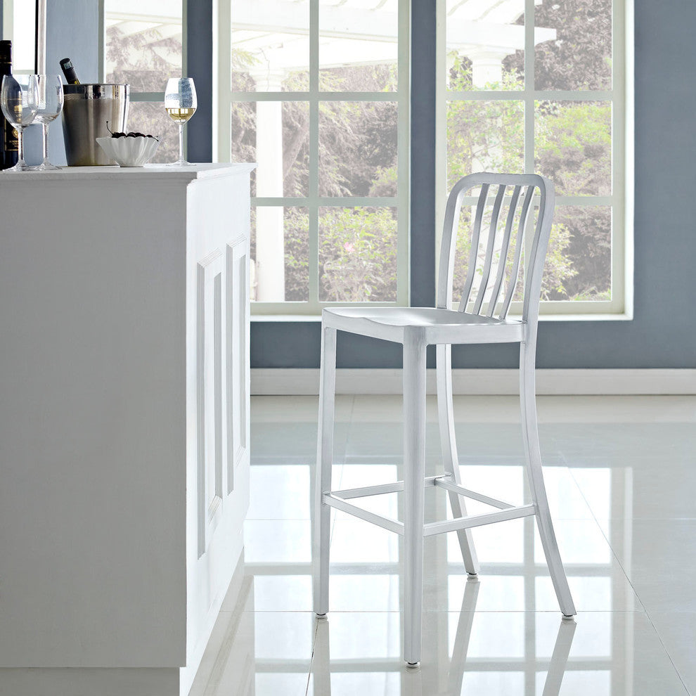 Modern Contemporary Dining Kitchen Bar Stool Silver