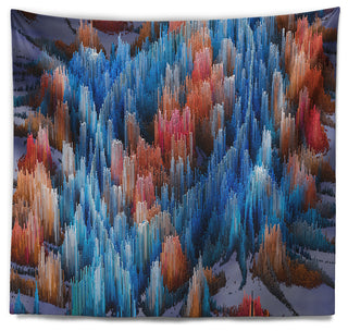 Macro Render Structure Blue Red Contemporary Wall Tapestry, 39"x32"
