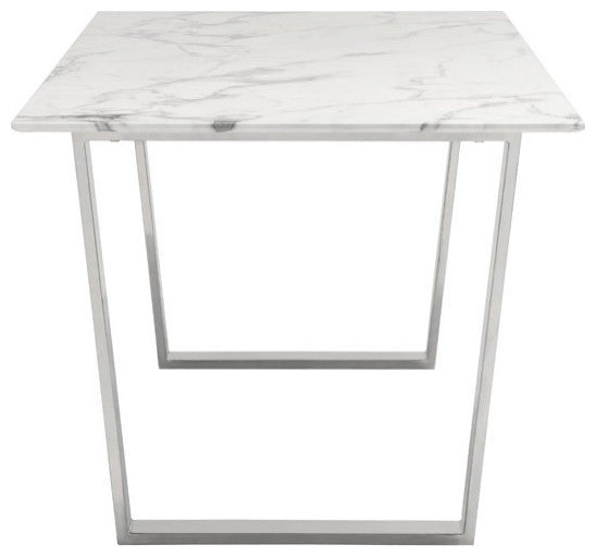 70.9" X 35.4" X 29.7" Stone And Brushed Atlas White Dining Table