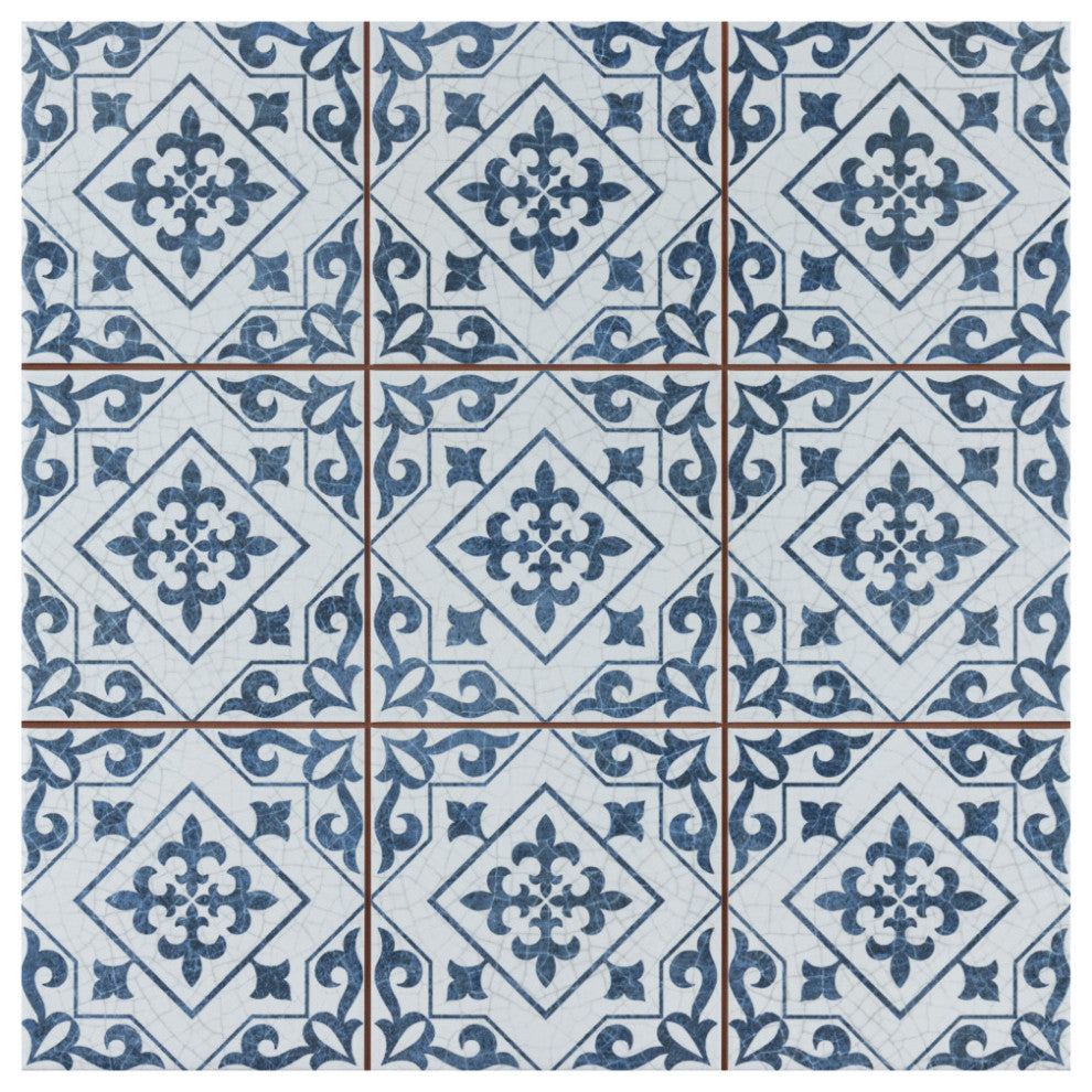 Harmonia Classic Ceramic Floor and Wall Tile, Cobalt Blue