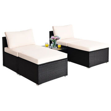 Costway 5 PC Patio Sectional Lounge Rattan Furniture Wicker Sofa Furniture set