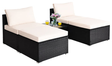 Costway 5 PC Patio Sectional Lounge Rattan Furniture Wicker Sofa Furniture set