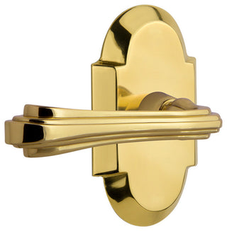 Cottage Plate With Fleur Lever, Polished Brass, Privacy, Left-Handed