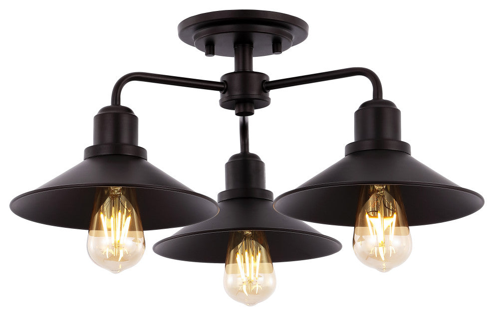 Calvin 18.5" 3-Light Iron LED Pendant, Oil Rubbed Bronze