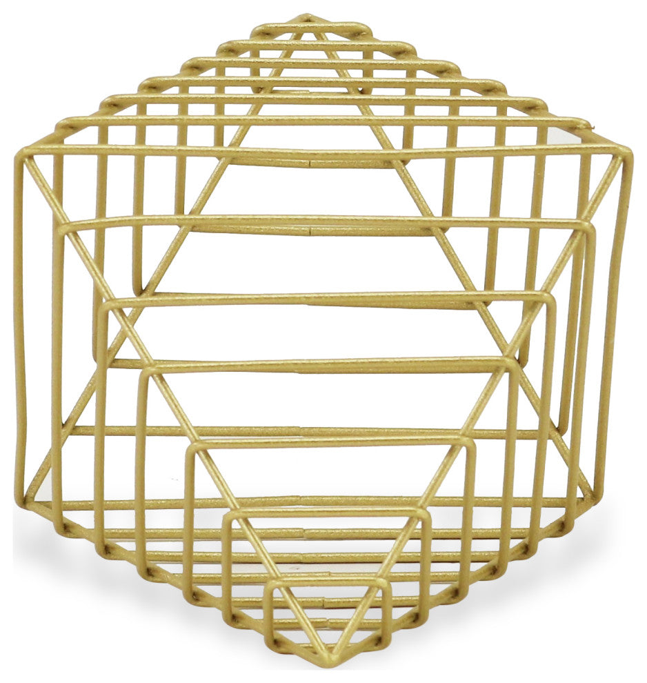 Diamond Caged Table Decor, Gold, Large
