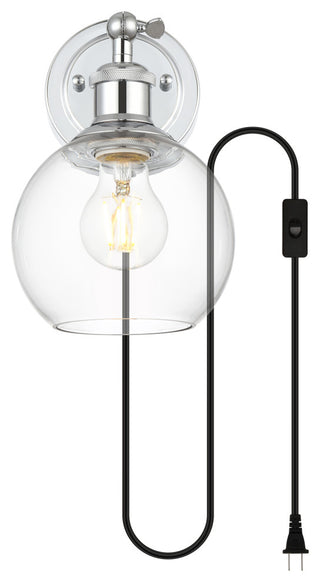 1 Light Chrome And Clear Plug, Wall Sconce
