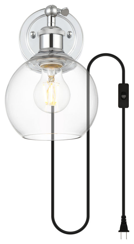 1 Light Chrome And Clear Plug, Wall Sconce