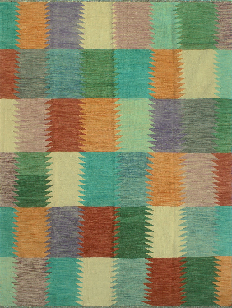 Winchester Kilim Clay Rust/Blue Rug, 7'11x9'8