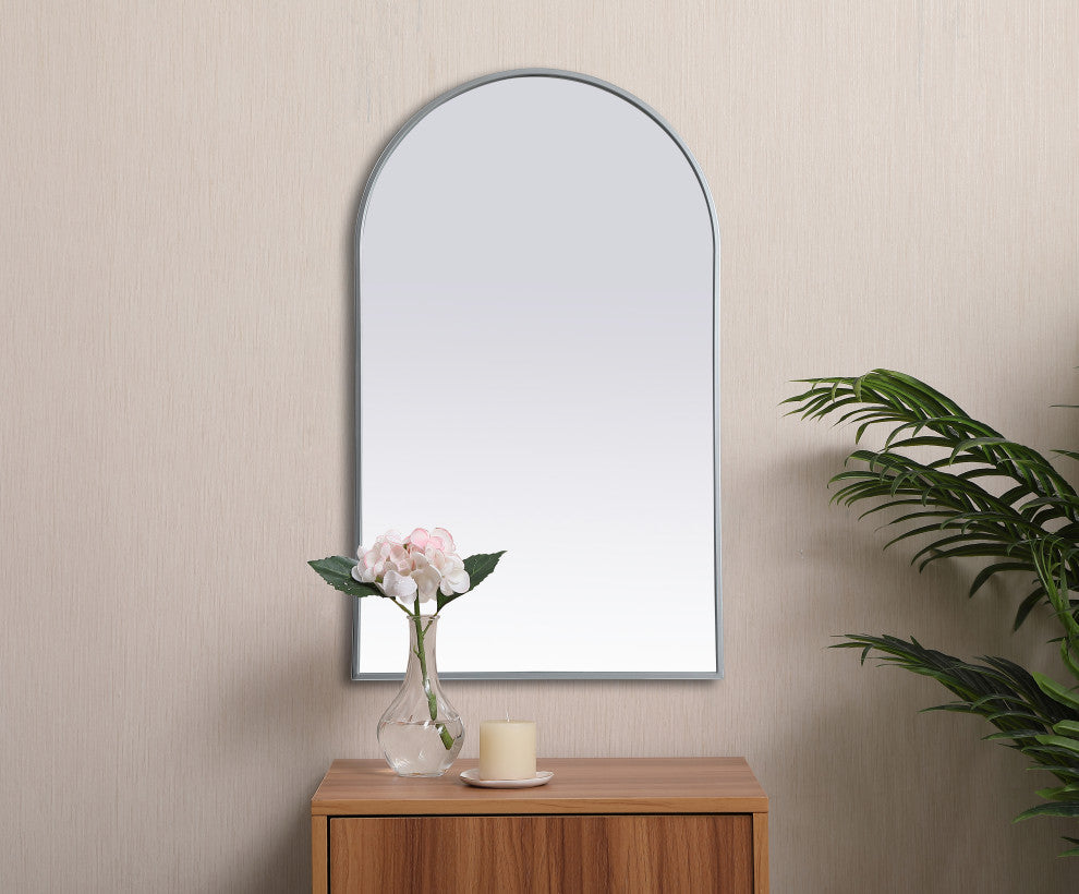 Metal Frame Arch Mirror 24X40 Inch, Silver