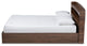 Rosslan Walnut Finish Mid Century Platform Bed With Storage Headboard, Queen
