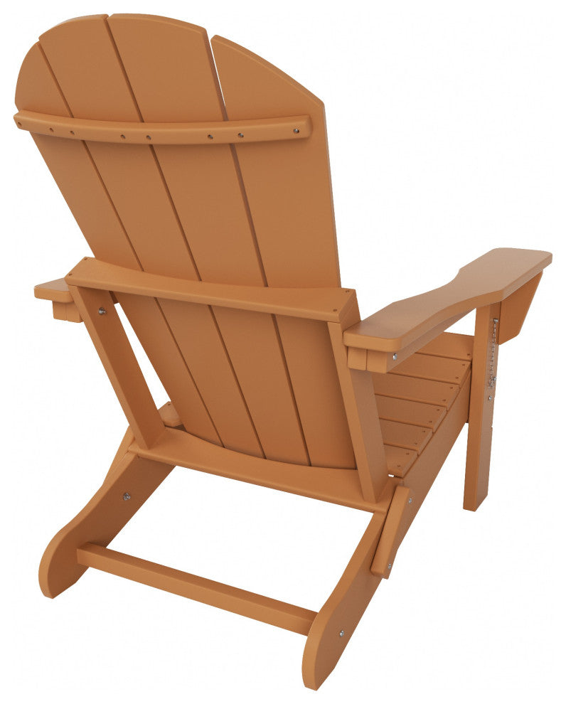 HDPE Outdoor Patio Folding Poly Adirondack Chair, Teak