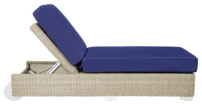 Palisades Outdoor Chaise Lounge Sunbrella Cushions, Gray, Canvas Air Blue