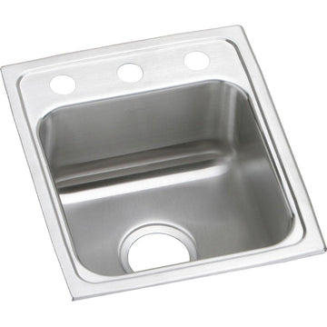 Elkay LRAD151765 Lustertone 15" Drop In Single Basin Stainless - 3 Faucet Holes