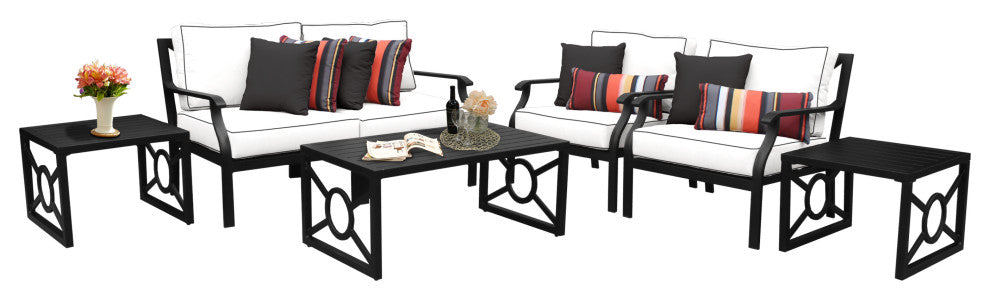 kathy ireland Madison Ave. 7 Piece Aluminum Patio Furniture Set 07d, Snow