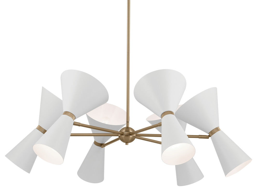 Phix 12 Light Chandelier 1 Tier Medium, Champagne Bronze and White