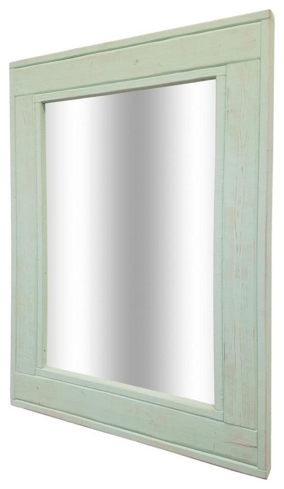 Herringbone Vanity Mirror, Garden Green, 36"x30", Horizontal