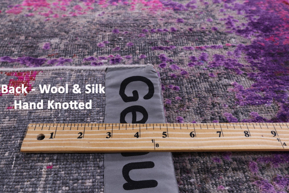 2' 6" X 12' 0" Runner Modern Wool and Silk Handmade Rug Q9085