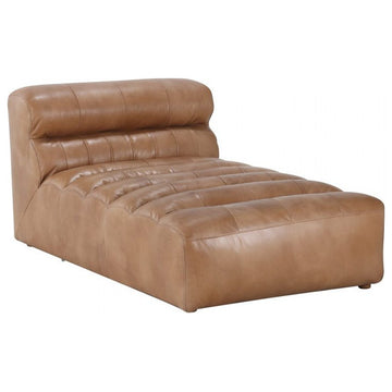 36 Inch Leather Chaise Tan Brown Contemporary
