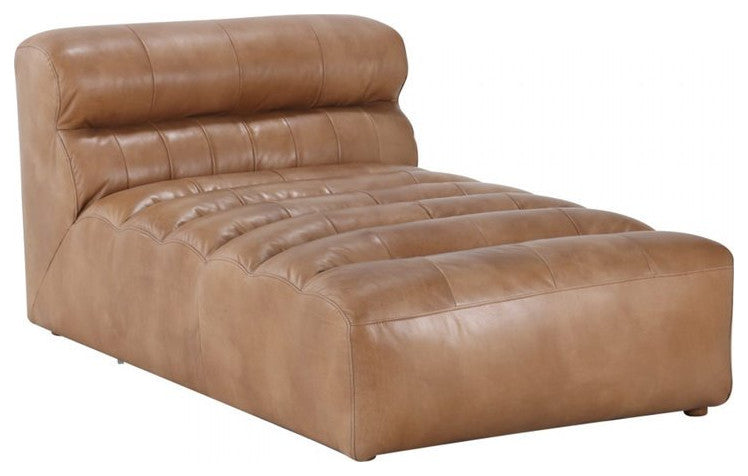 36 Inch Leather Chaise Tan Brown Contemporary