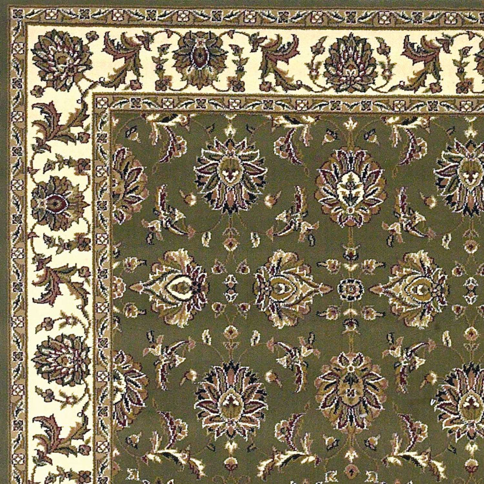 HomeRoots 7' x 10' Polypropylene Green or Ivory Area Rug