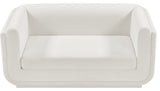 Kimora Linen Textured Fabric Upholstered Loveseat, Cream