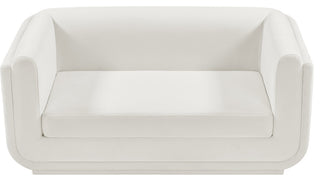 Kimora Linen Textured Fabric Upholstered Loveseat, Cream