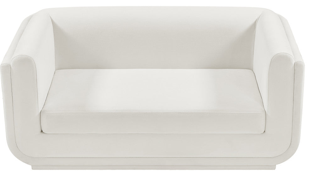 Kimora Linen Textured Fabric Upholstered Loveseat, Cream