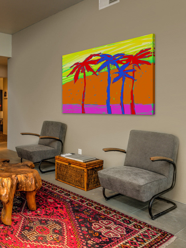 Marmont Hill, "California Palms 3" by Arthur Pina Print on Wrapped Canvas, 18x12