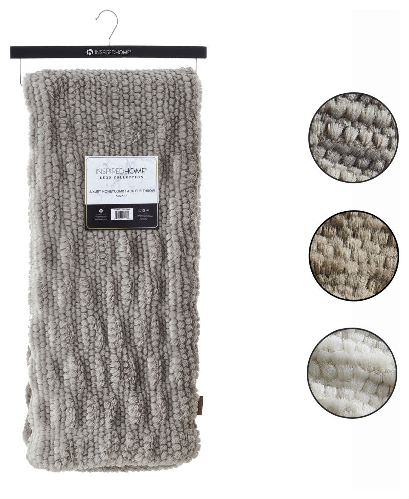 Inspired Home Harmonie Throw Extra Soft, Silk Touch, Acrylic 50"x60", Gray