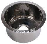 Nantucket Sinks' 15" Hand Hammered Round Bar Sink, Rs15-Ss