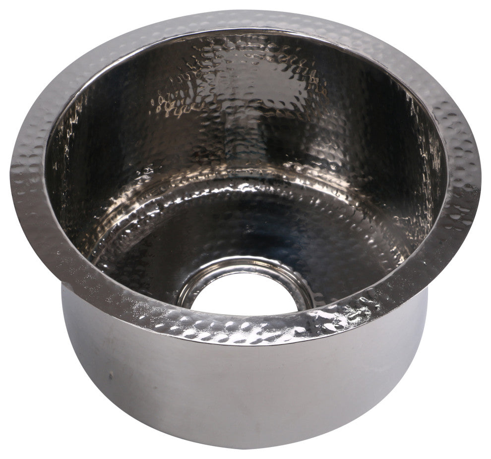 Nantucket Sinks' 15" Hand Hammered Round Bar Sink, Rs15-Ss