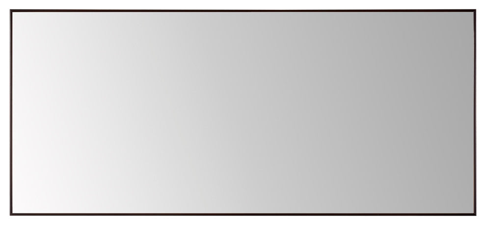 Viella Rectangular Aluminum Wall Mounted Mirror, Matte Black, 72"