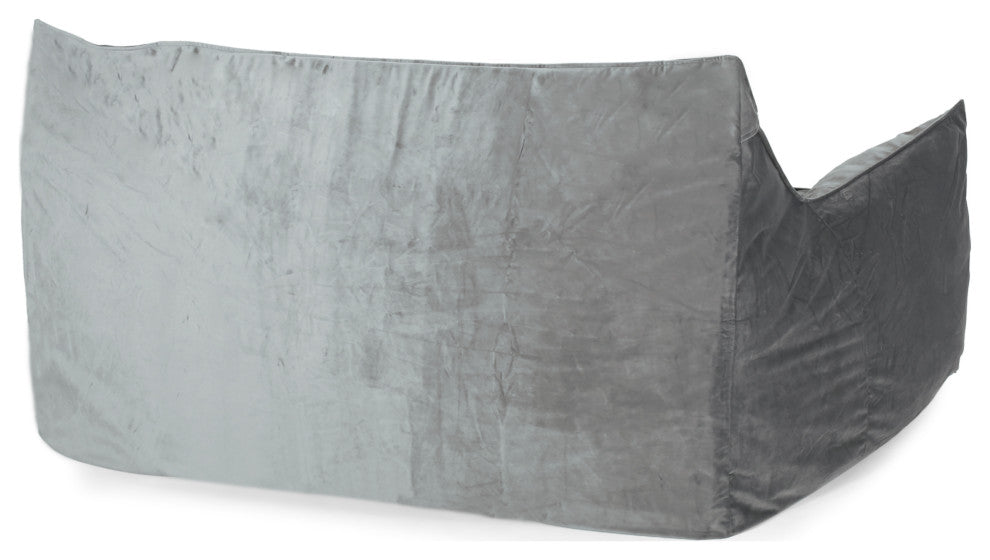 Calef Modern Velveteen 2 Seater Oversized Bean Bag Chair with Armrests, Gray + White