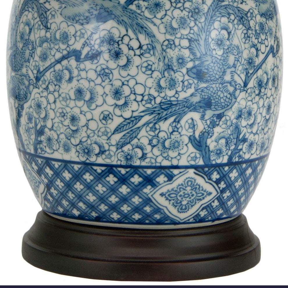 20" Classic Blue and White Porcelain Jar Lamp