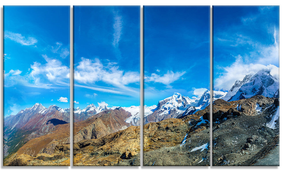"Alps Mountains in Switzerland" Landscape Wall Art, 4 Panels, 48"x28"